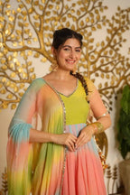 Multicolour Faux Georgette Digital Print Anarkali Suit with Dupatta