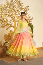 Multicolour Faux Georgette Digital Print Anarkali Suit with Dupatta