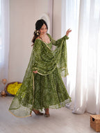 Mehendi Green Bandhani Anarkali - flair