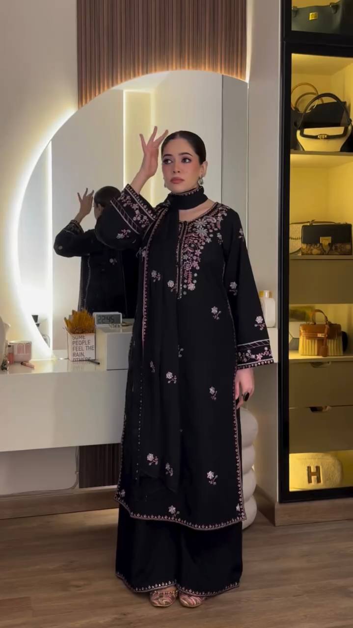 Black Salwar Kameez - full length with palazzo