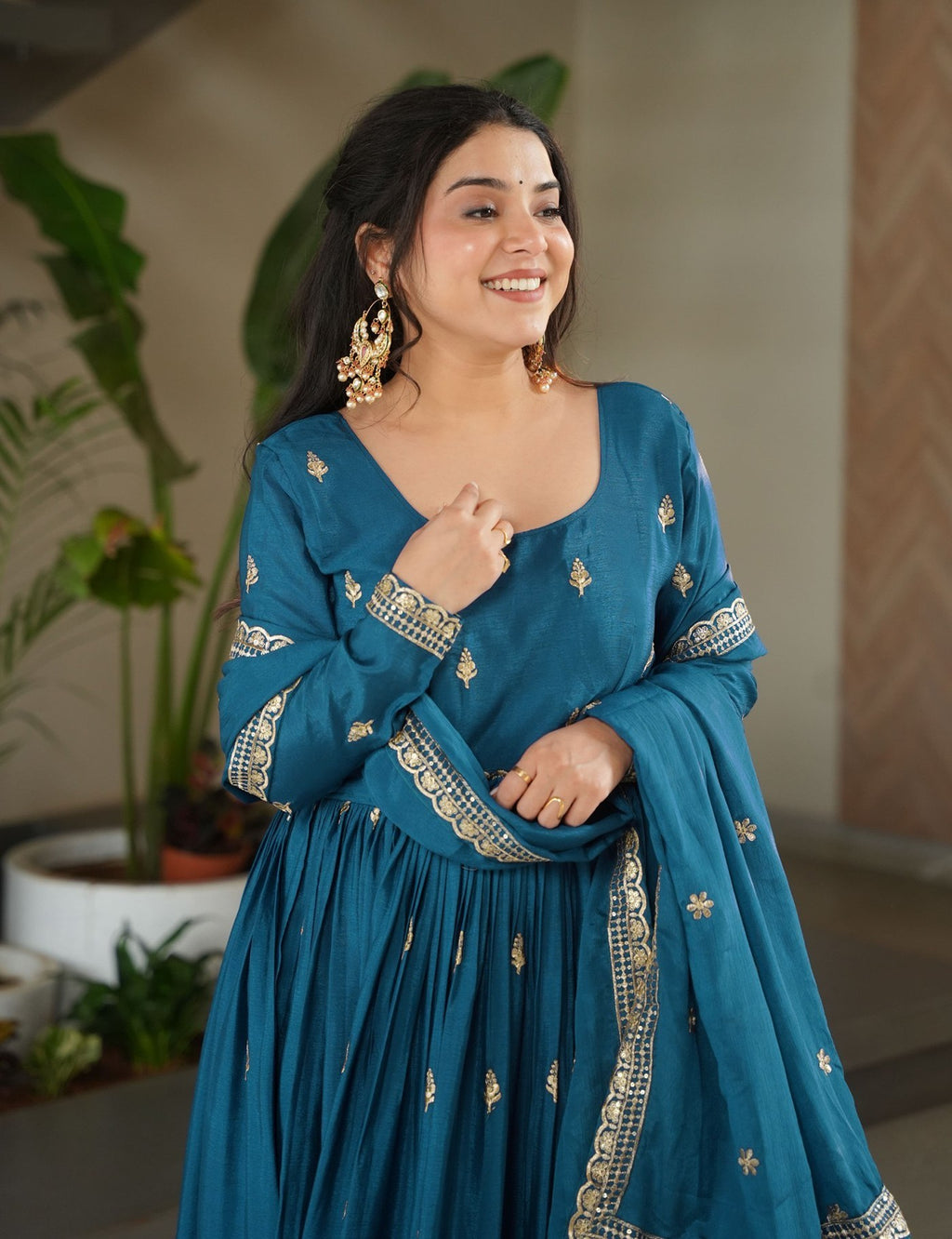 Blue Anarkali Gown - close-up