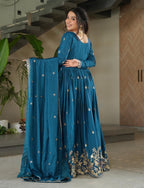 Blue Anarkali Gown - back view
