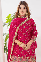 Rani Pink Chinon Silk Sequins Sharara Suit
