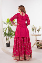 Rani Pink Chinon Silk Sequins Sharara Suit