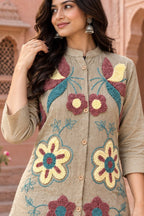 Beige Nv Herring Loop Work Co-ord Set for Women