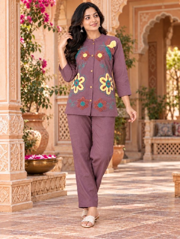 Mauve Nv Herring Loop Work Co-ord Set for Women