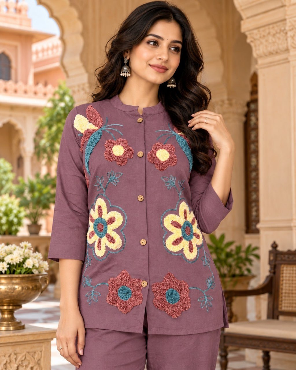 Mauve Nv Herring Loop Work Co-ord Set for Women