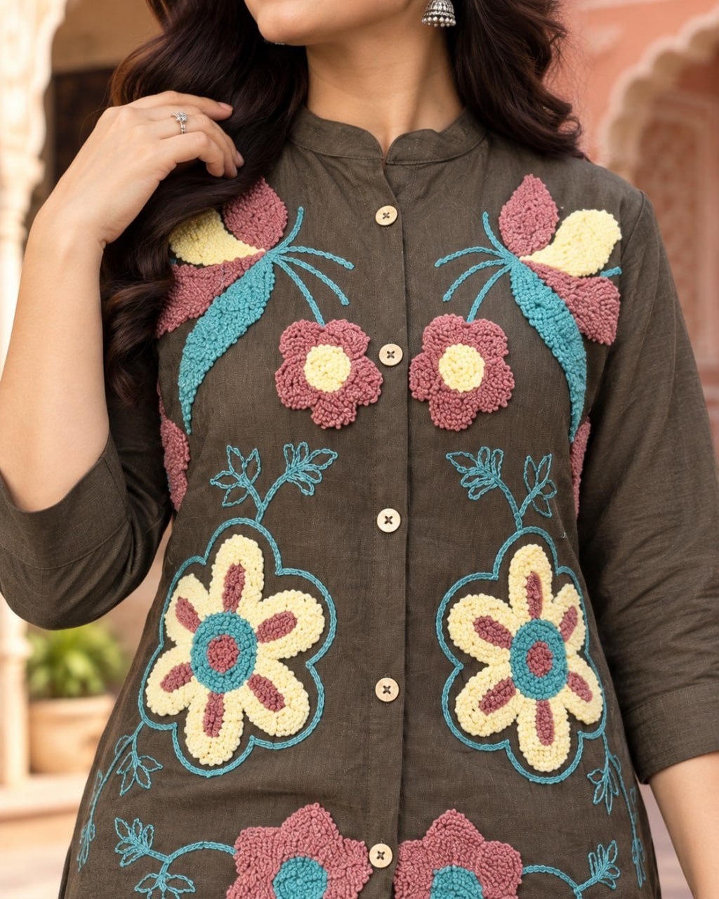 Olive Nv Herring Loop Work Co-ord Set for Women