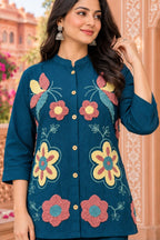 Teal Blue Nv Herring Loop Work Co-ord Set for Women