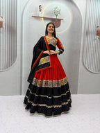 Rust Cotton Navaratri Lehenga Choli