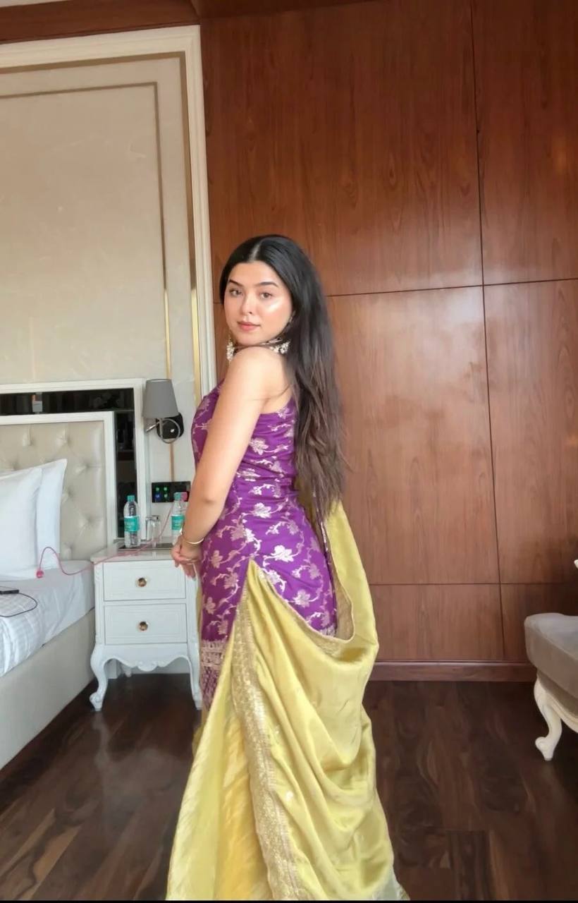 Purple Jacquard Kurti Set - side view