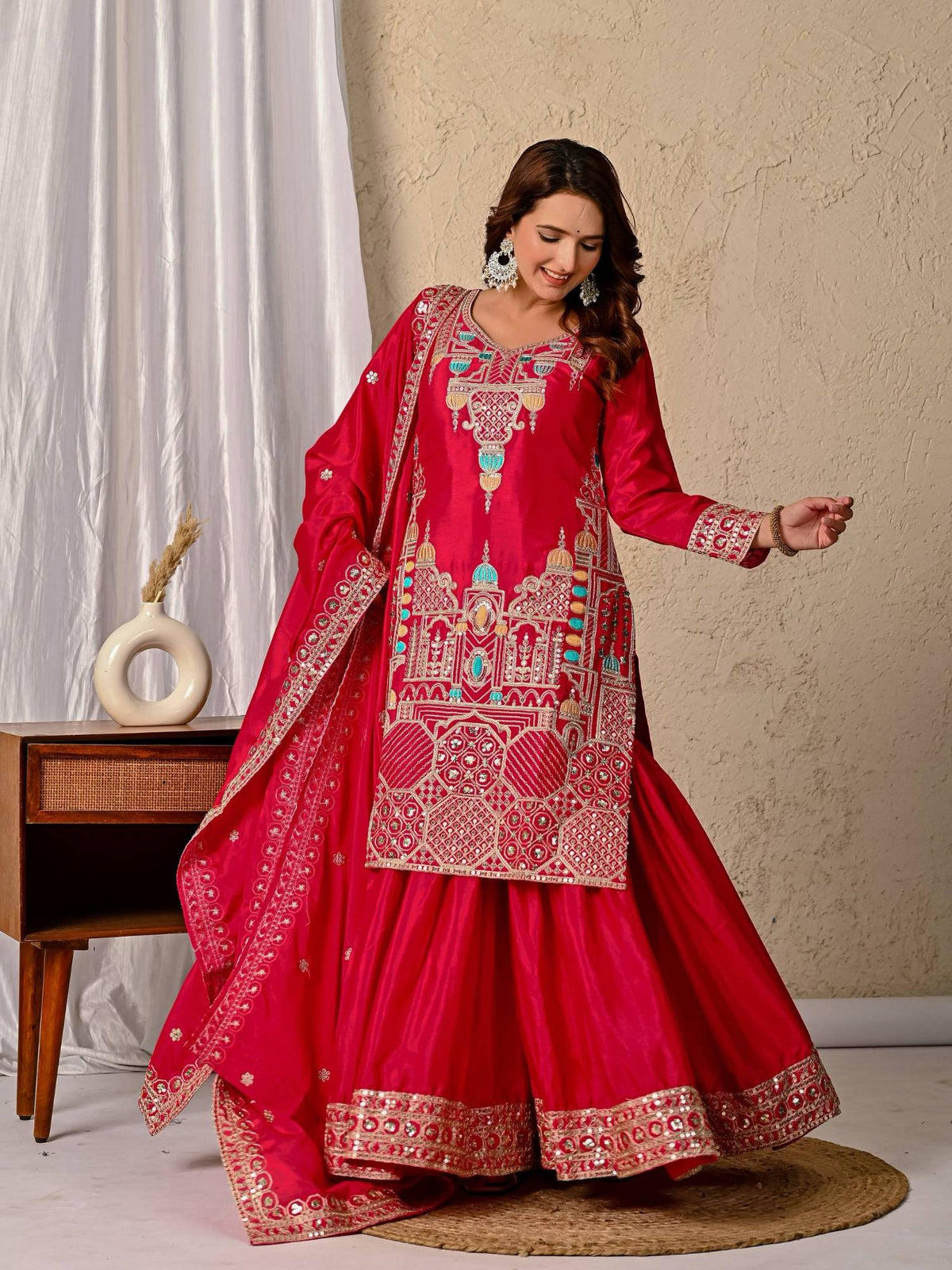 Rani Pink Sharara Suit - sharara flair