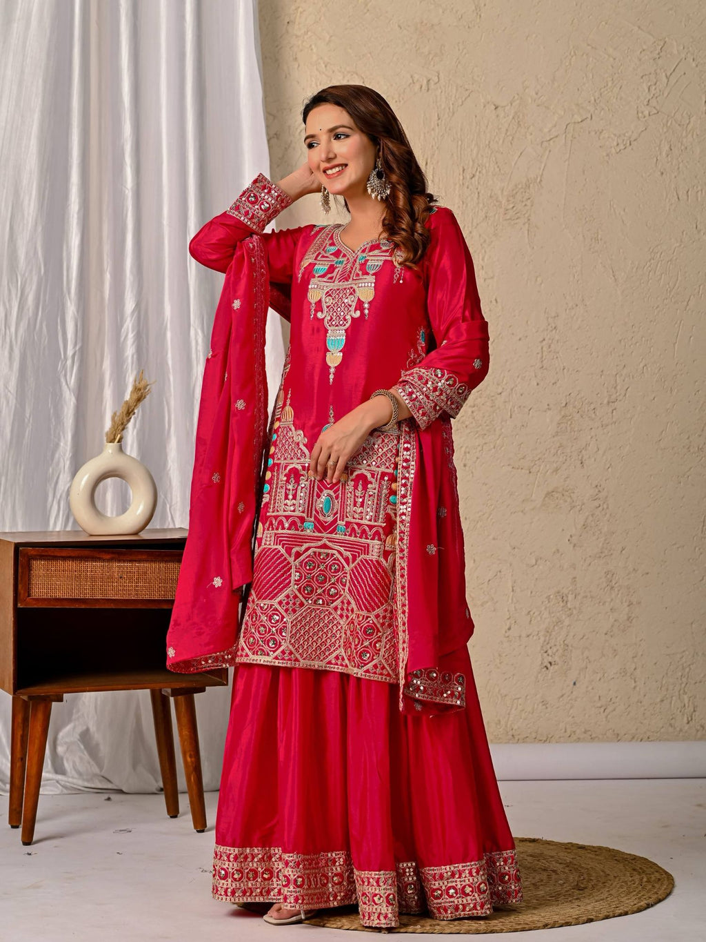 Rani Pink Sharara Suit - side view