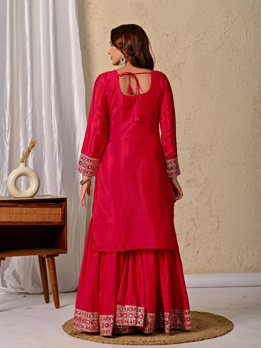 Rani Pink Sharara Suit - back view
