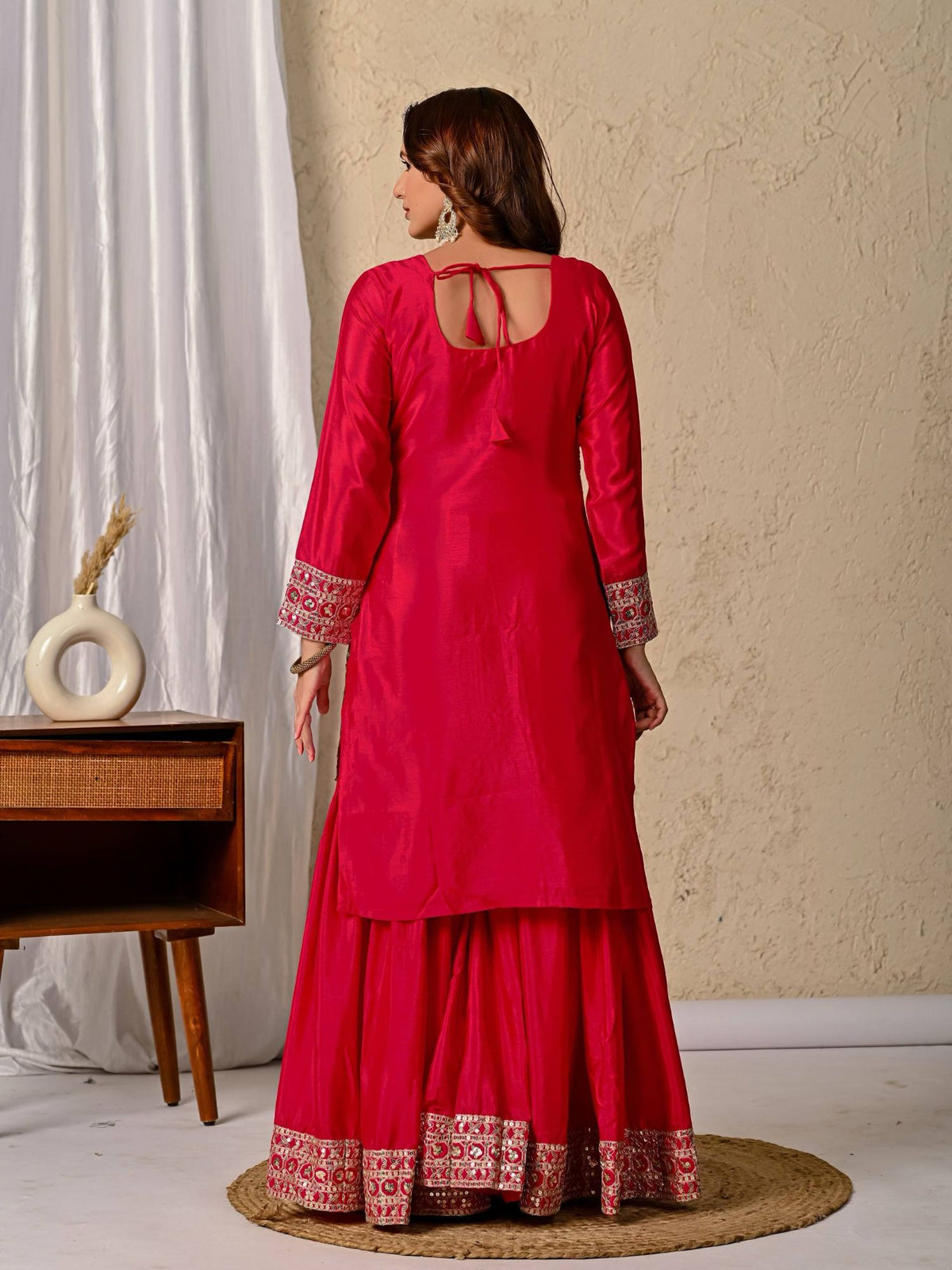 Rani Pink Sharara Suit - back view