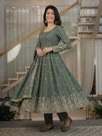 Sage Green Anarkali - flair and pant