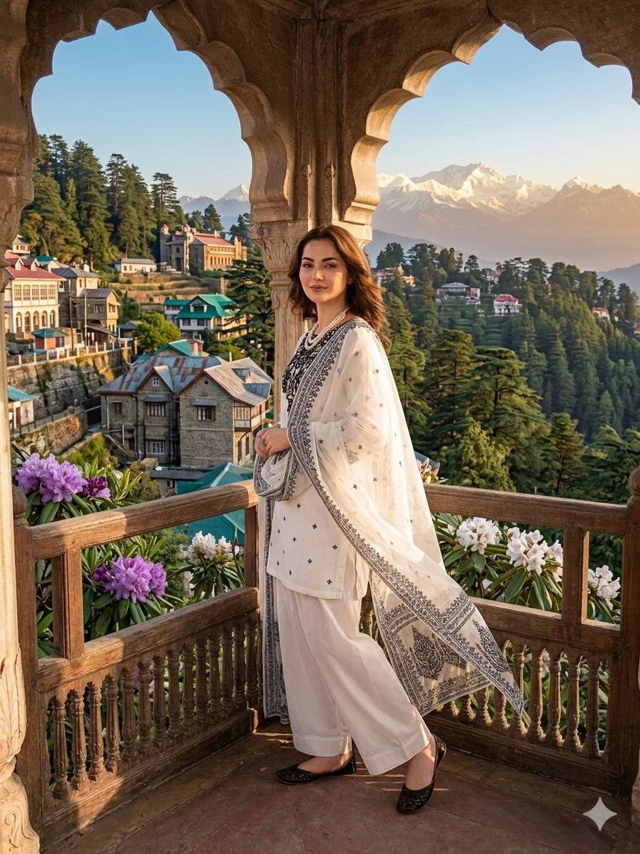 White Natural Crepe Embroidered Farshi Salwar Suit Set for Women
